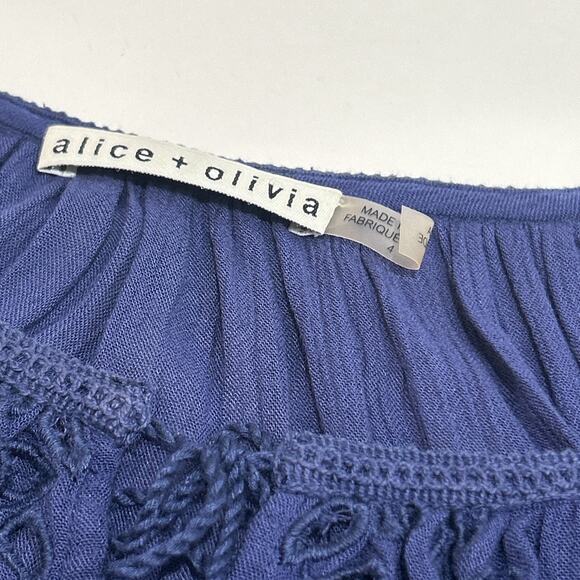 alice and olivia dress size 4 navy elastic waist %100 viscose - Picture 5 of 12
